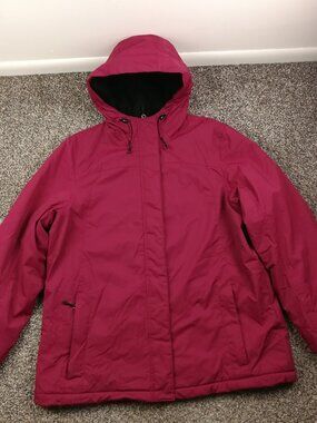 LL Bean Coat Winter Warmer Jacket Sherpa Lined Berry Red Pink Womens XL 271136
